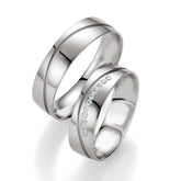 Breuning Palladium Trauringe mit 11 Diamanten - 48/02628 & 48/02627